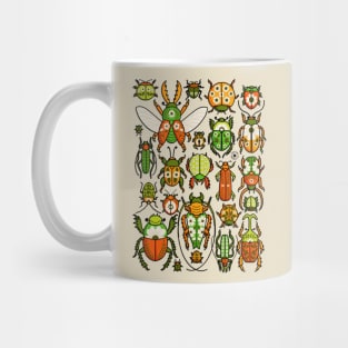 Retro Groovy Beetles Folk Art Floral Insects Illustration Mug